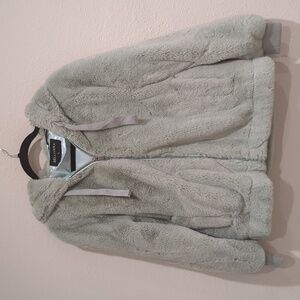 BELLIVERA Super Soft Mint Green Faux Fur Teddy Bear Hooded Coat Size Medium New